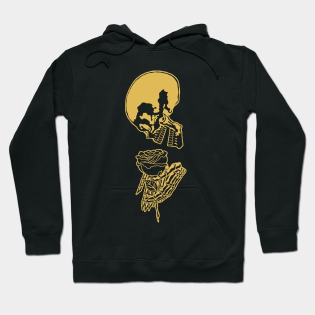 Skull and Rose Ink Art Tattoo Retro Yellow Hoodie by ebayson74@gmail.com